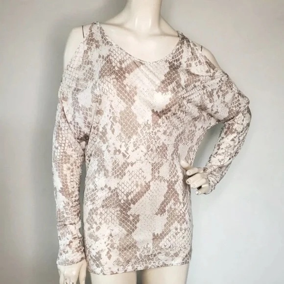 Express Tops - Express | Snakeskin Cold Shoulder Long-Sleeve Top Size Small